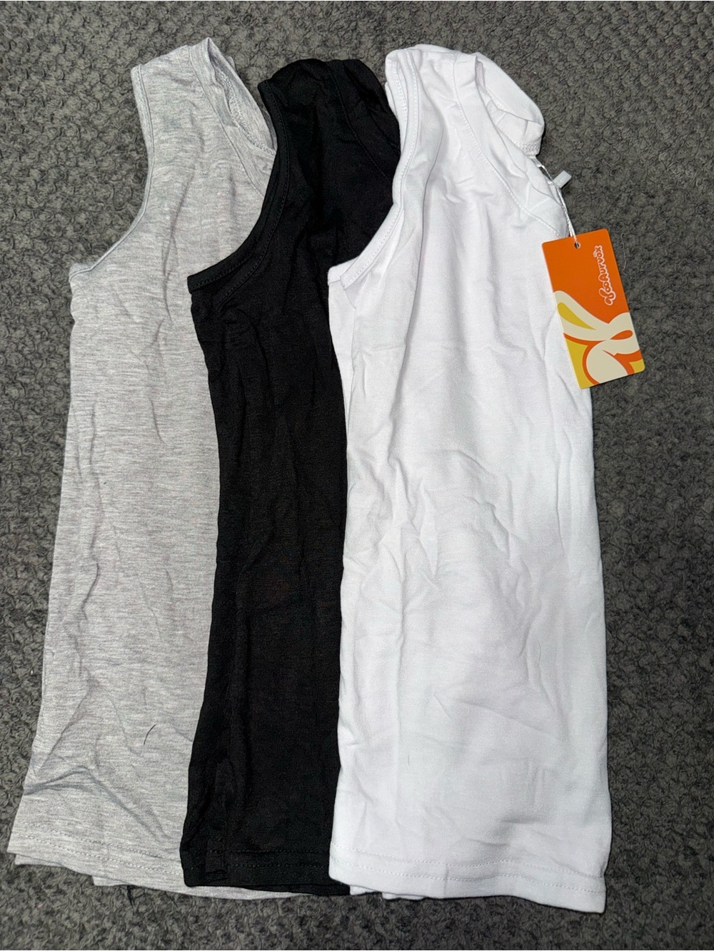 Girls' 3-Pack Tank Tops - White, Black & Heather Gray